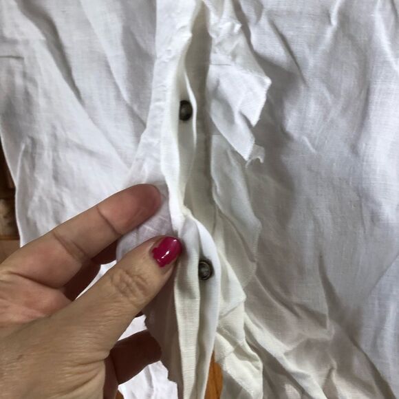 Massimo Dutti Ruffle Linen Hidden Front Button Up Blouse Size 36 - Picture 8 of 13